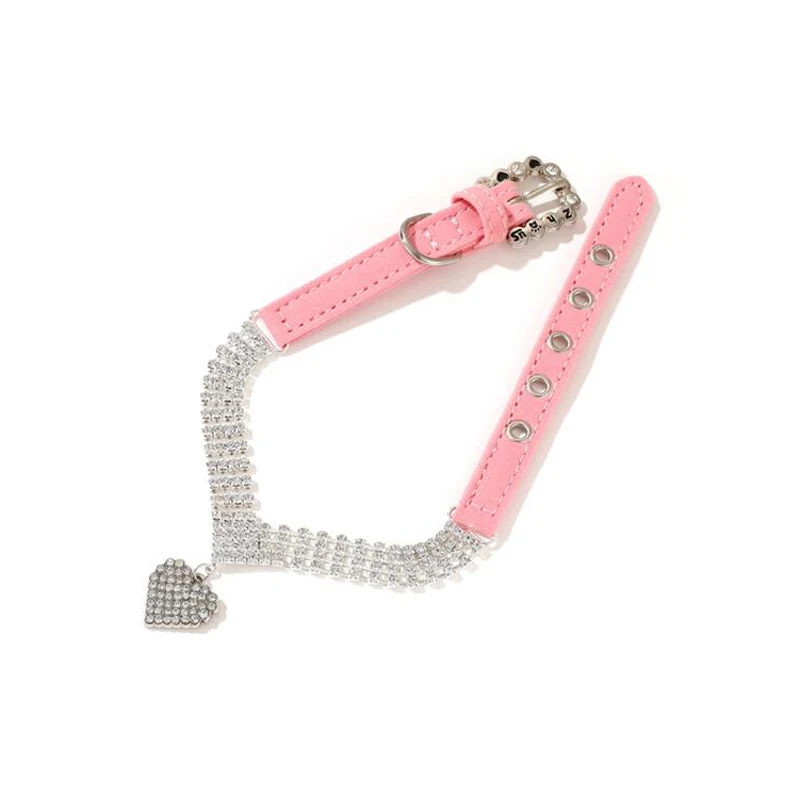 

Adjustable Rhinestone Dog Collar Neck Strap Diamond Crystal Collars Small Girl Pet Puppy Accessories for Wedding Birthday