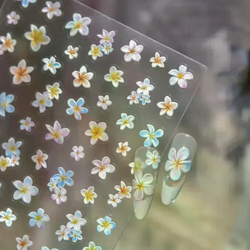 الملونة فالاينوبسيس فرانجيباني مشرق زهور الزنبق التدريجي حساسة رومانسية مسمار الفن ملصقات مانيكير الشارات الزينة #3
