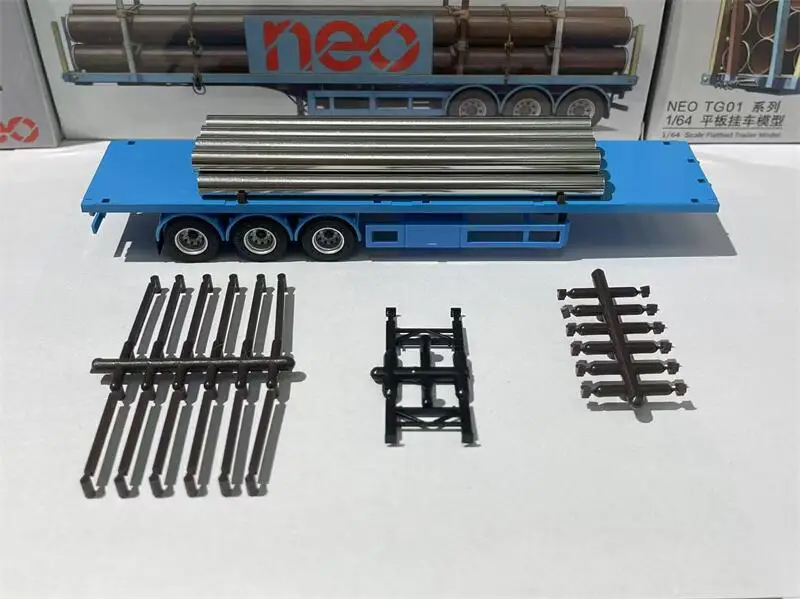 

[PreSale] NEO 1:64 Full metal trailer plate Blue Diecast Model Car