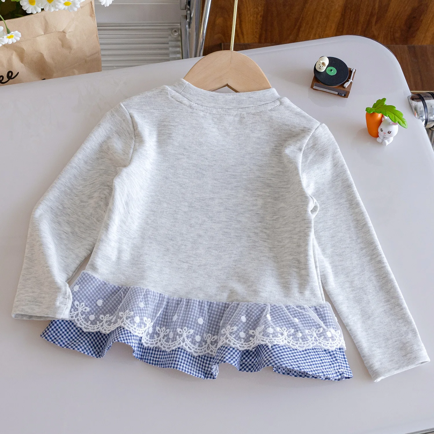 الفتيات تي شيرت ربيع الخريف 2025 الأطفال فستان قطني لطيف بلايز لملابس الطفل الاطفال طويلة الأكمام الدانتيل ملابس خارجية وتتسابق 3 4Y #5