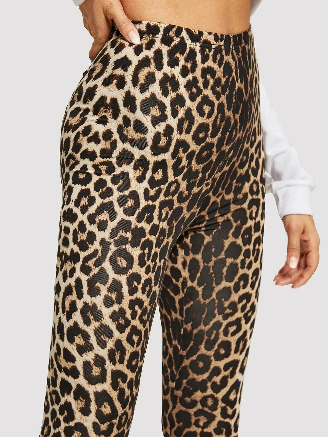 Brown Leopard Print Women's High Waisted Leggings, Ultra-Soft Stretch Slim Leggings, Cheetah Pattern Skinny Pants for Everyday view 5