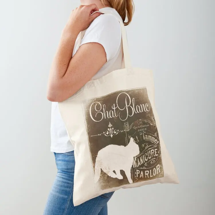 

Chat Noir II Vintage Paris Sign Tote Bag large size bags bag luxury women personalized tote bag