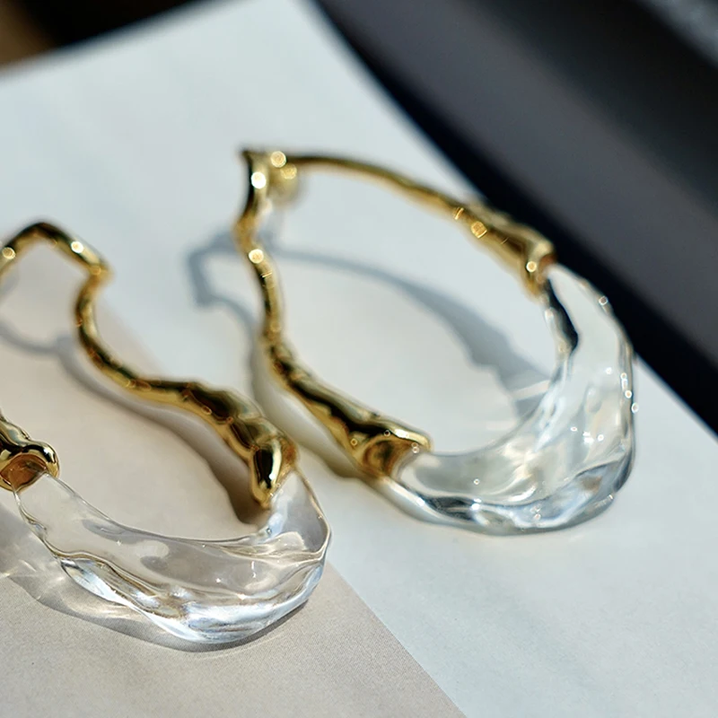 

Exaggerated transparent water droplet earrings irregular design ear accessories for women