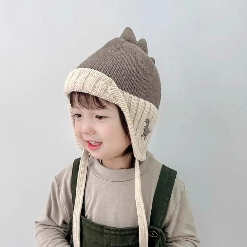 

Fashion Cartoon Dinosaurs Children's Hats Knitted Thickened Earflap Hats Windproof Cold Proof Ear Protection Cap Autumn Winter