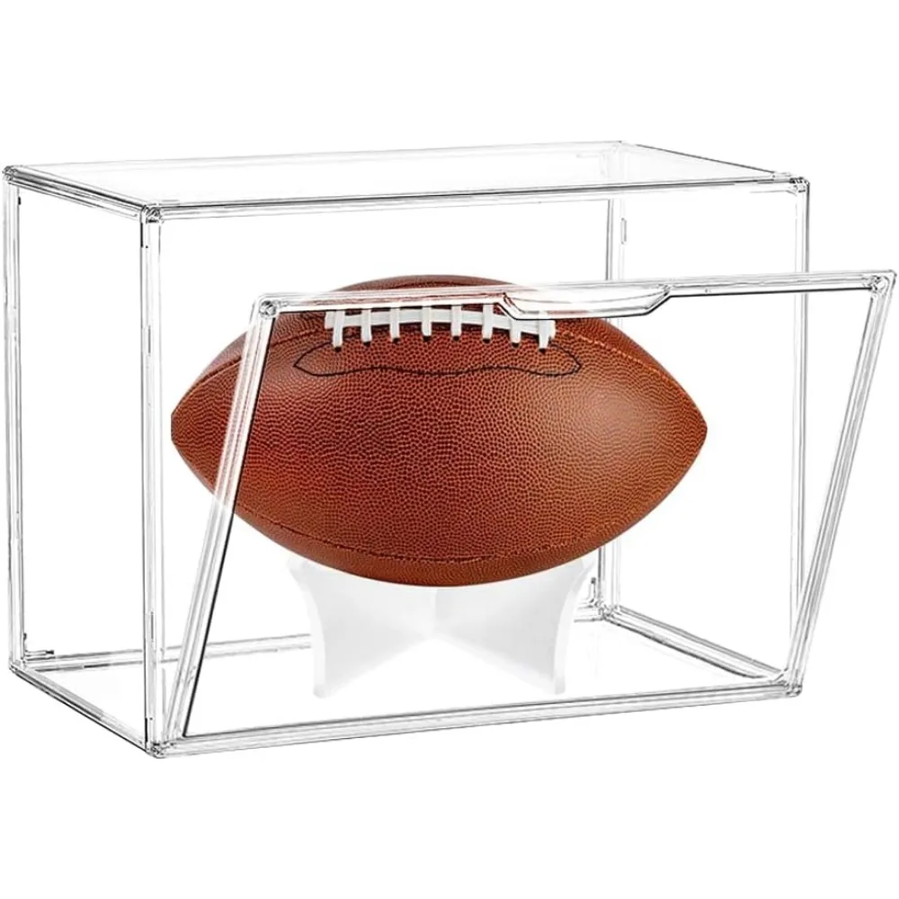 Football Display Case,  Acrylic Football Storage Box Full Size Assemblable Football Showcase Memorabilia Display Boxes