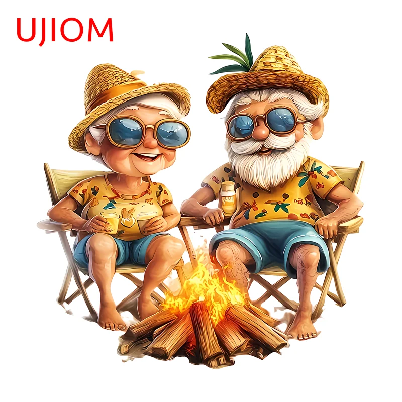 UJIOM Older Couple Wall Sticker Creative Humorous Occlusion Scratch Kitchen Decal Design For Aquaflask Game Room Air Conditioner