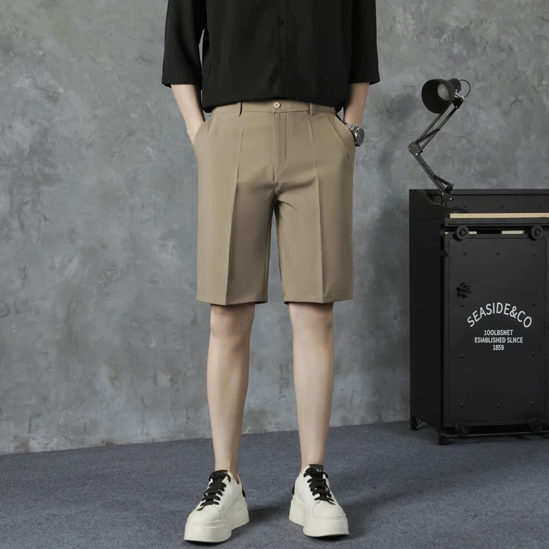 

New Summer Thin Men's Casual Shorts Anti-wrinkle Breathable Straight Korean Simple Suit Shorts Leisure Business Male Shorts