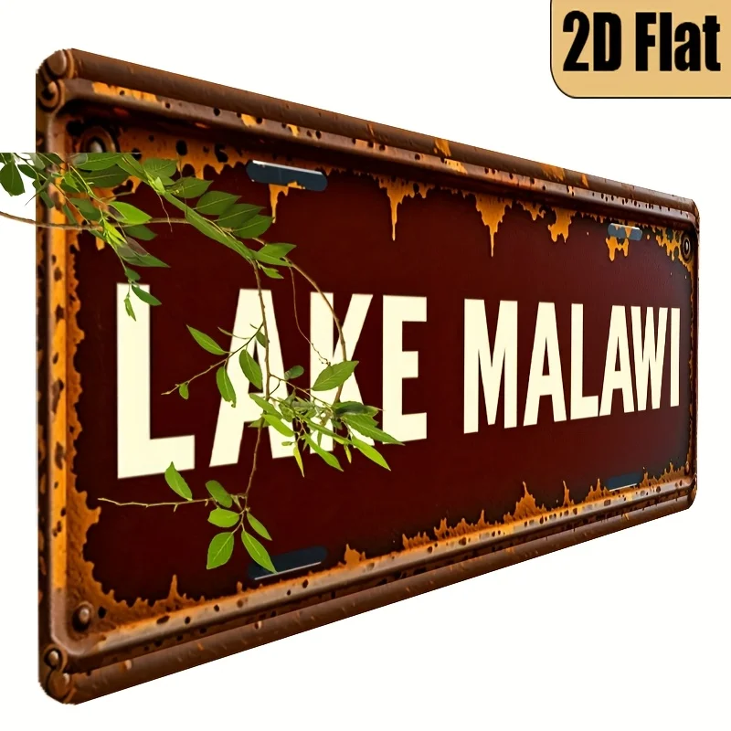 1pc Vintage Lake Malawi Themed License Plate - 6x12 Inch Retro Car Number Plate for Tanzania/Rwanda/ Malawi, Fit Vehicle Accesso
