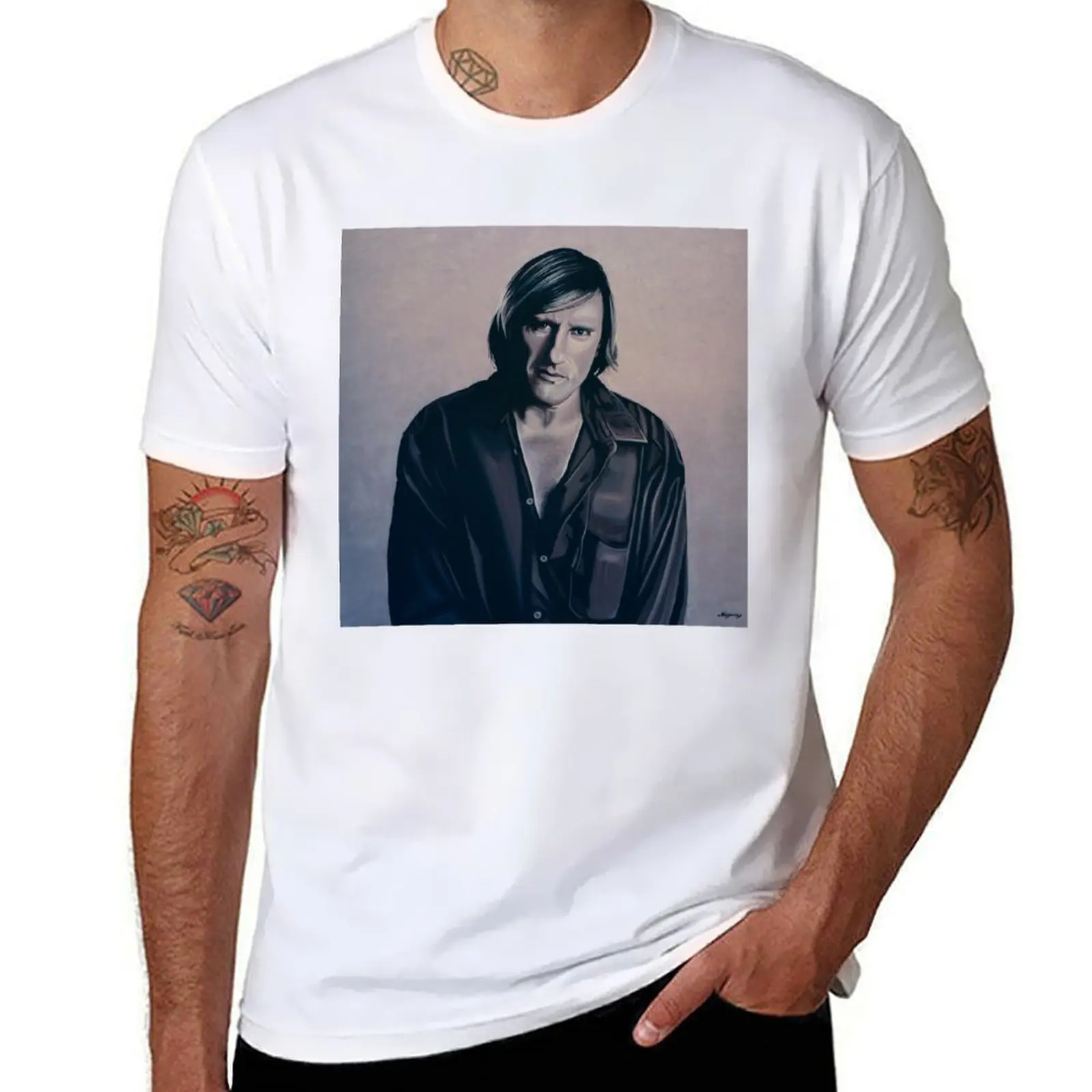 Gerard Depardieu Painting T-Shirt t shirt for man t shirt men 100% cotton luxury brand T-Shirt