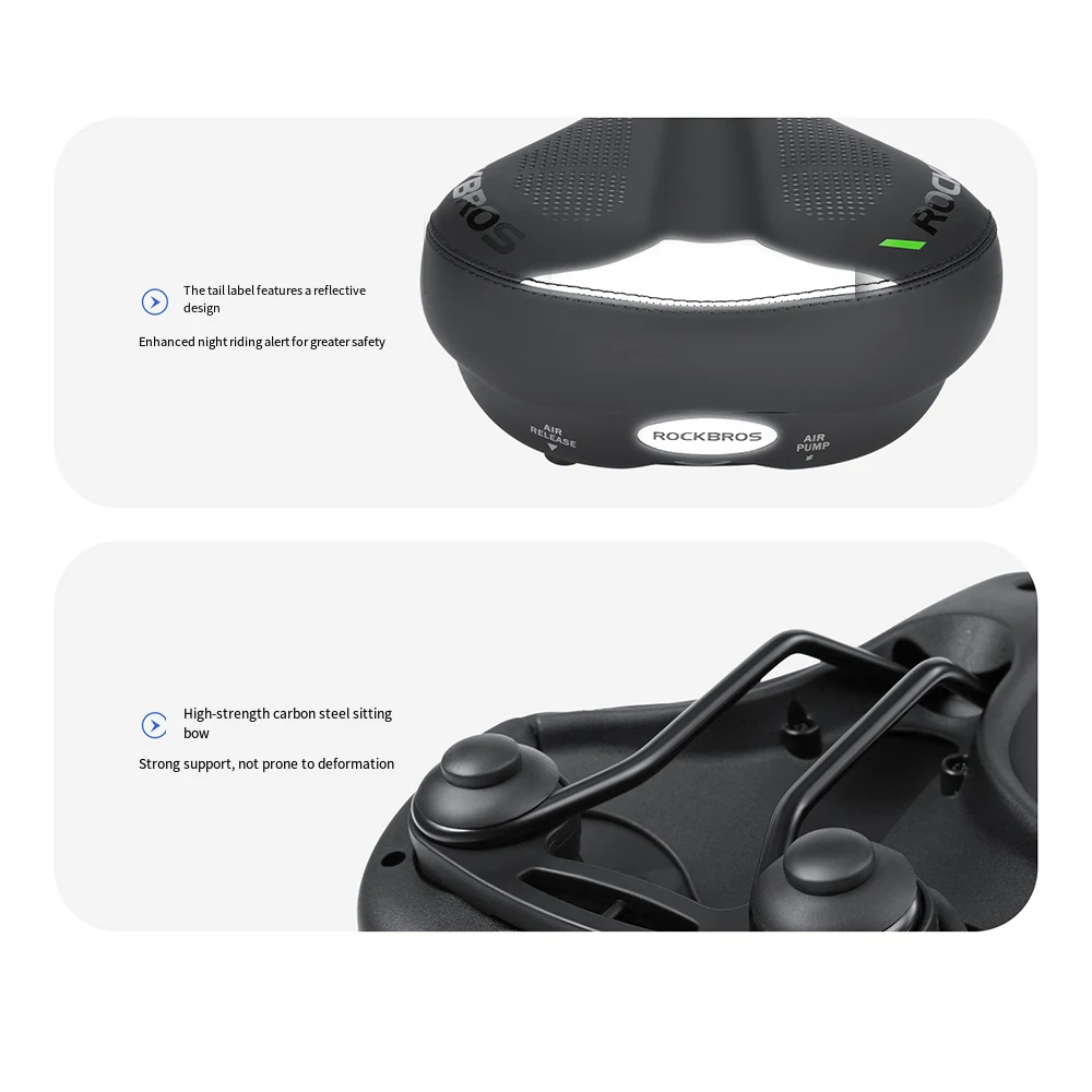 ROCKBROS Fahrrad-Airbag-Sitz Stoßdämpfender, verstellbarer Sattel mit rutschfester Oberfläche, bequemer Fahrradsitz für Männer und Frauen – Detail 7