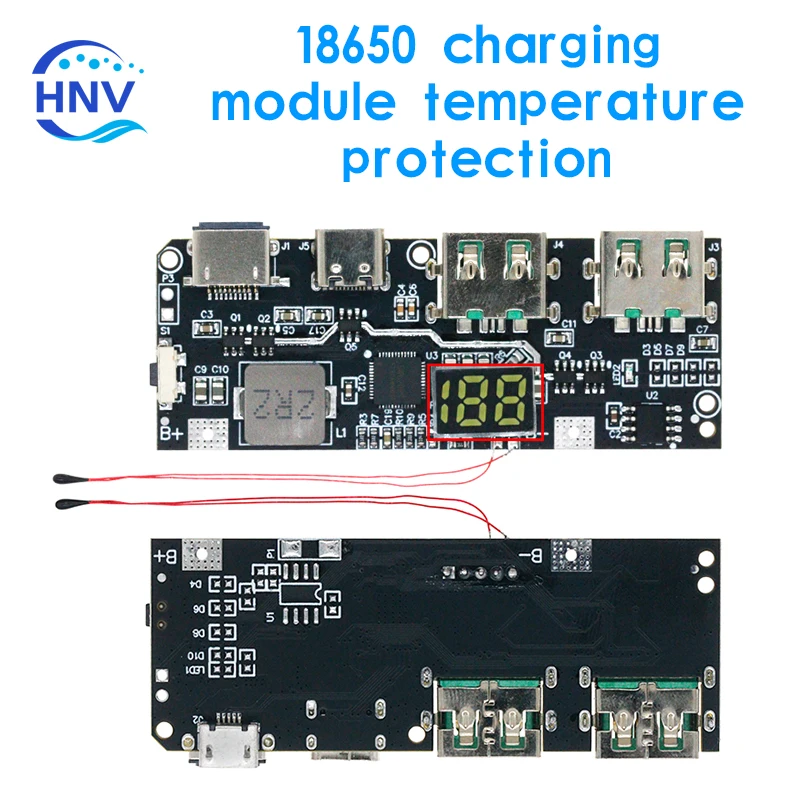 QC4.0 QC3.0 LED Dual USB 5 В 4,5 А 22,5 Вт Micro/Type-C USB Мобильный внешний аккумулятор 18650 Модуль зарядки Температура/Защита цепи