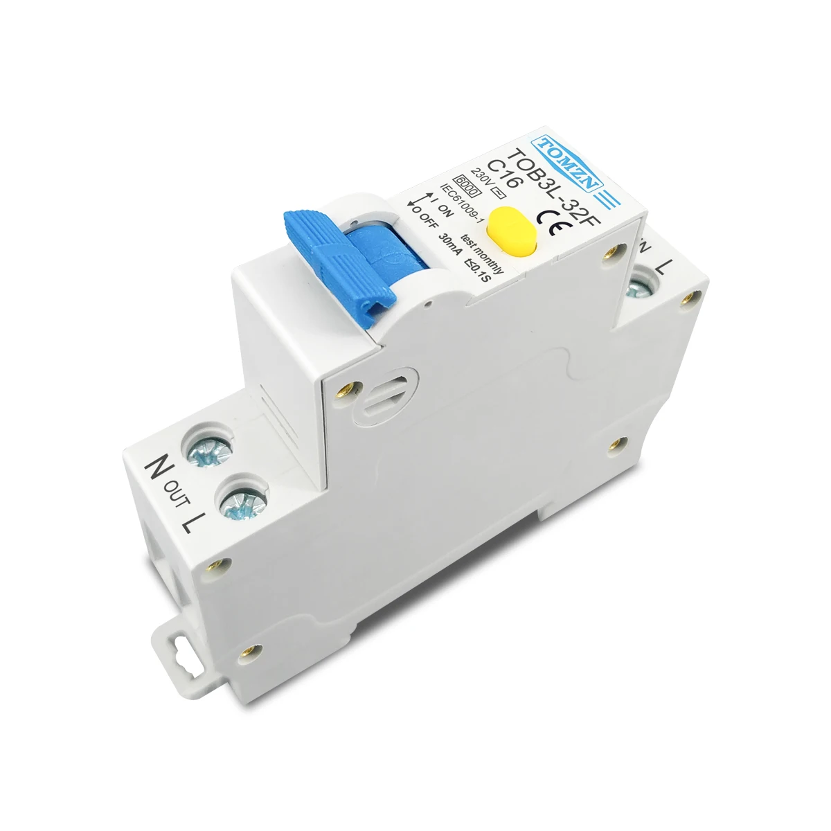 TOMZN 18MM RCBO 6A-32A 1P+N 6KA Residual current differential automatic Circuit breaker with over current and Leakage protection