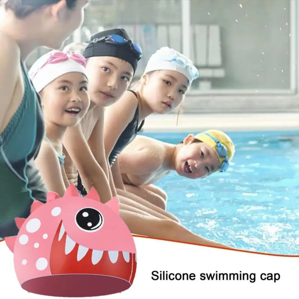 

Shark Children's Swimming Cap Cartoon Animal Long Hair Silicone Swimming Hat Lightweight Ear Protection Printed Swimming Cap