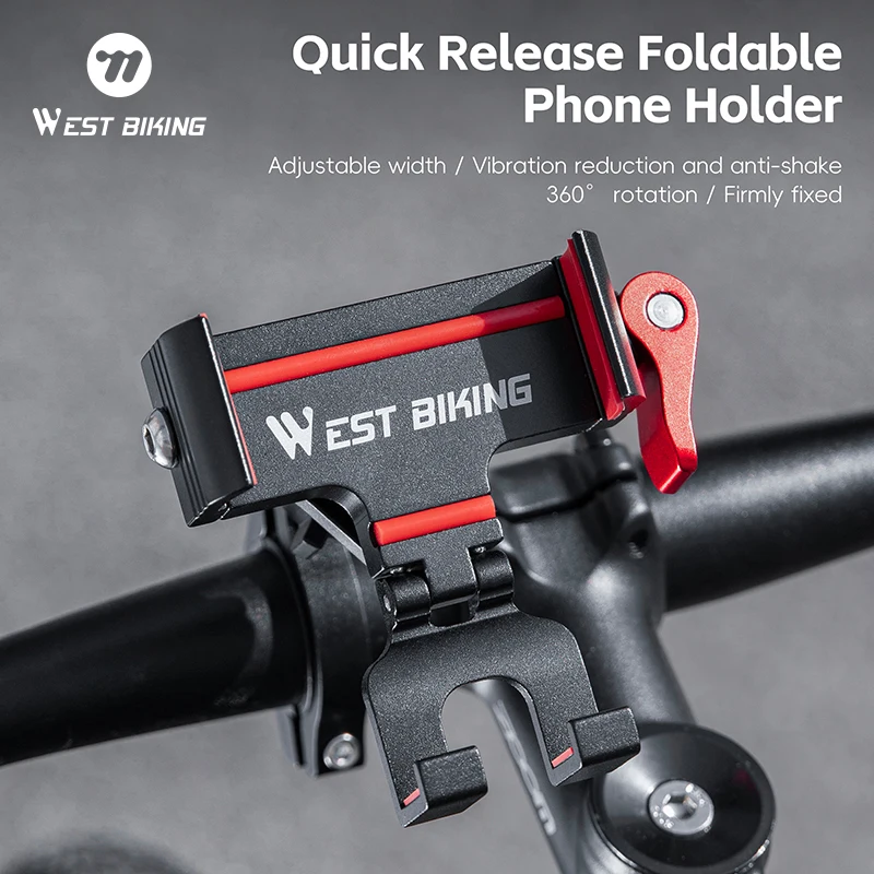 

WEST BIKING Bicycle Phone Holder 360° Rotation Aluminum Alloy Universal Mobile Phone Stand Mount Bracket Cycling Accessories