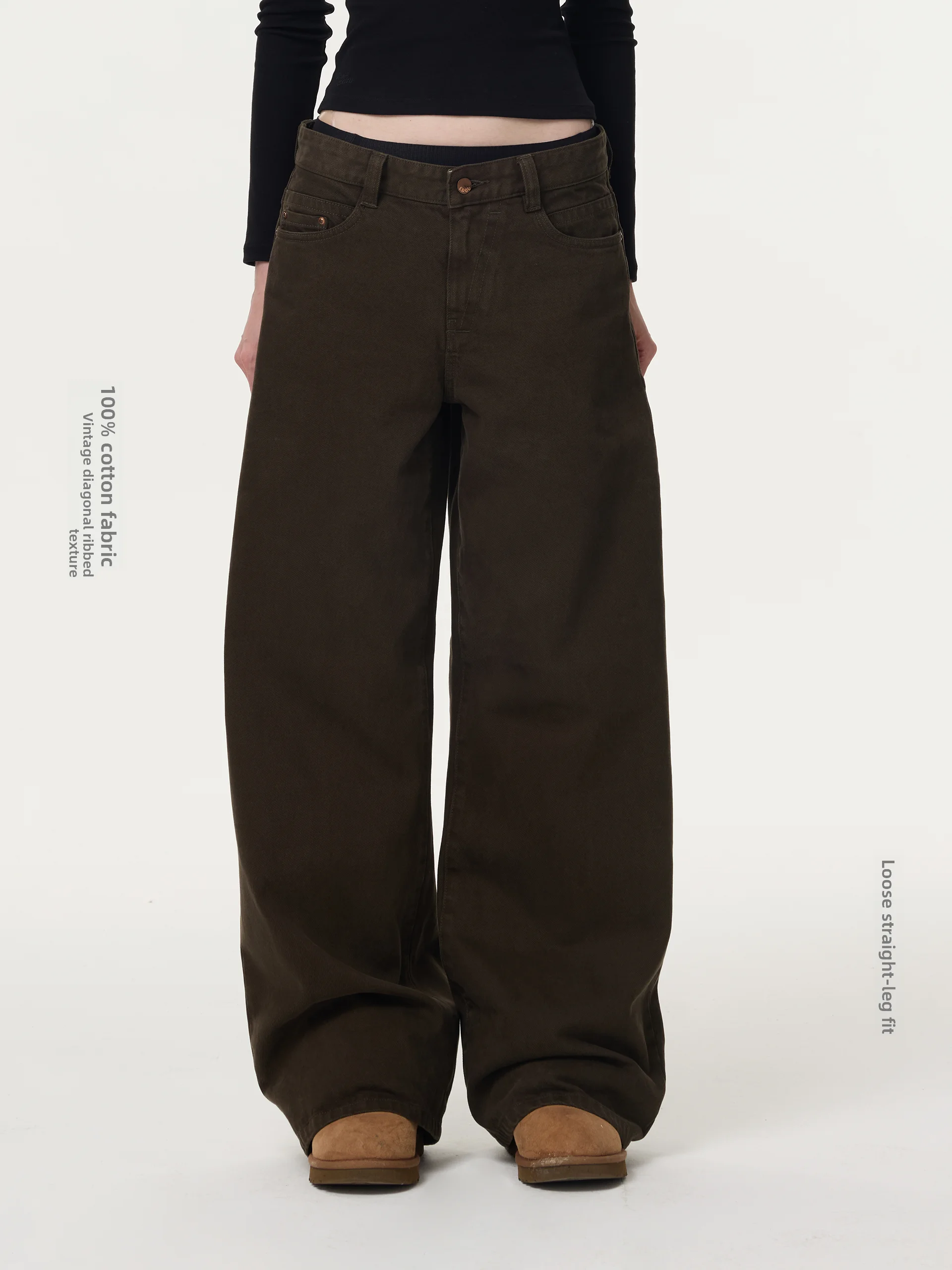 

Джинсы OU A6 в стиле милитари, классические, универсальные, свободного прямого кроя, из хлопка, с застежкой на пуговицах, теплые