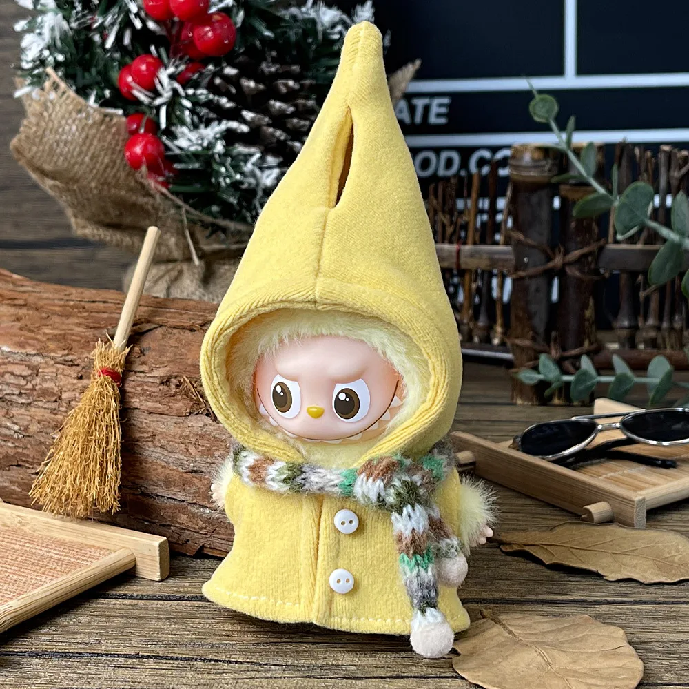 10cm Mini Labubus 4.0 Heart Code Magic Cloak & Red Hat  Doll Clothes Cute Halloween Christmas Gift for Teens