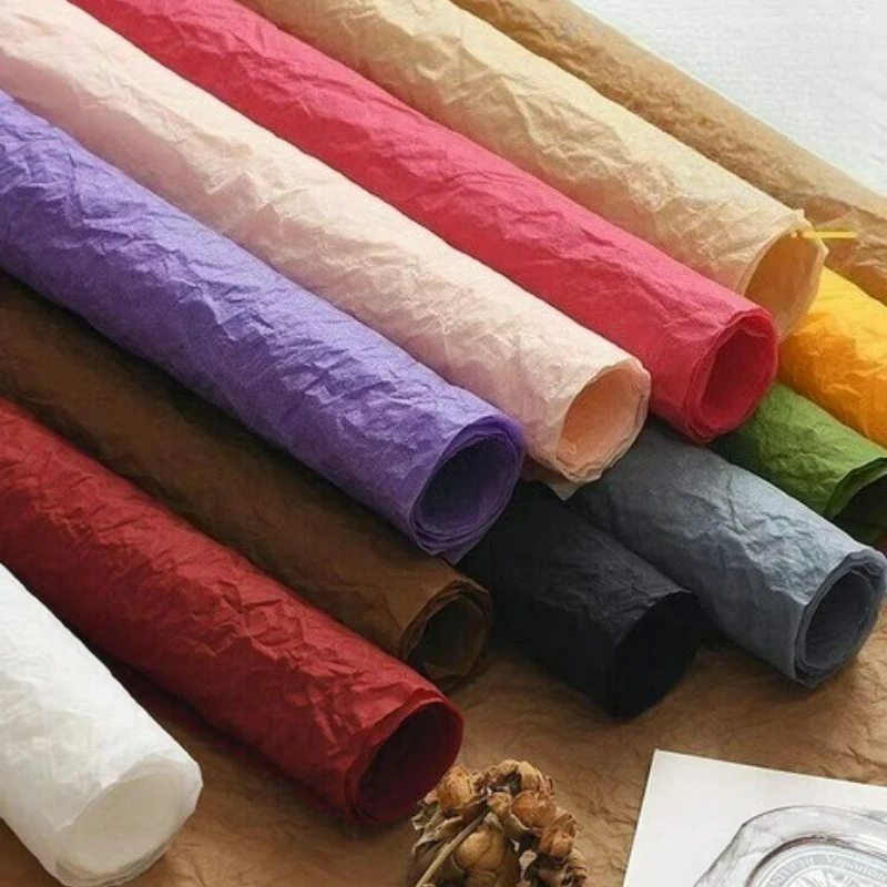 ورق يوكينا DIY لتغليف باقة ورق كريب مصنوع يدويًا مع نسيج متجعد مقاوم للماء ورق عذراء نقي مصنوع يدويًا بالكامل #3