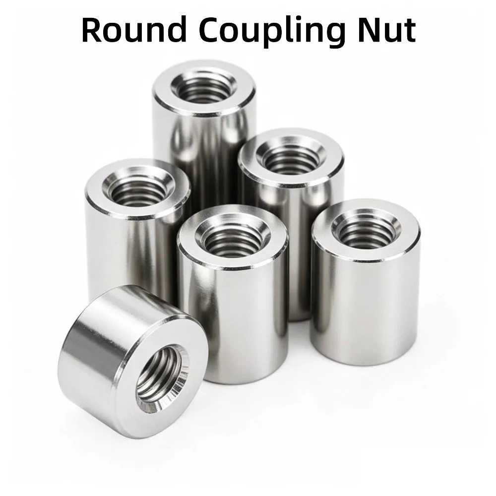 304 Stainless Steel M5 Round Coupling Nuts, Cylindrical Extension Connector Sleeves, L 6-30mm Tubular Joint Nuts for Fastening