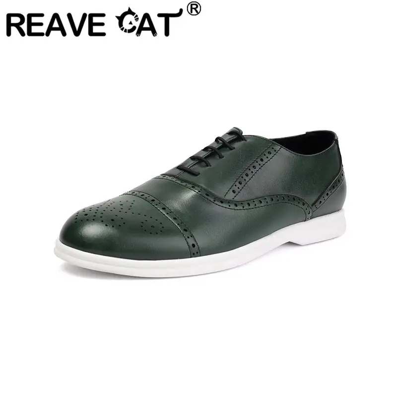 

Мужские туфли REAVE CAT Green Men, унисекс, без шнурков, с круглым носком, большие размеры 45, 46, 47, 48, повседневная обувь для отдыха, женские туфли, обувь для мужчин и женщин