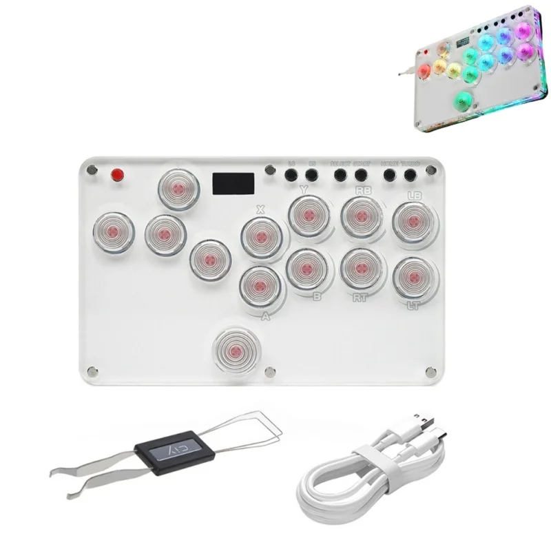 

Hitbox Controller with Light Game Keyboards Controller Fighting Joystick Dropship