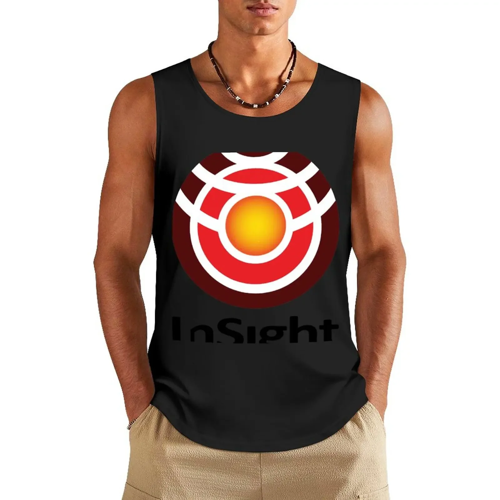 InSight Program Logo Tank Top muscular man training weight vest summer clothes man 2024