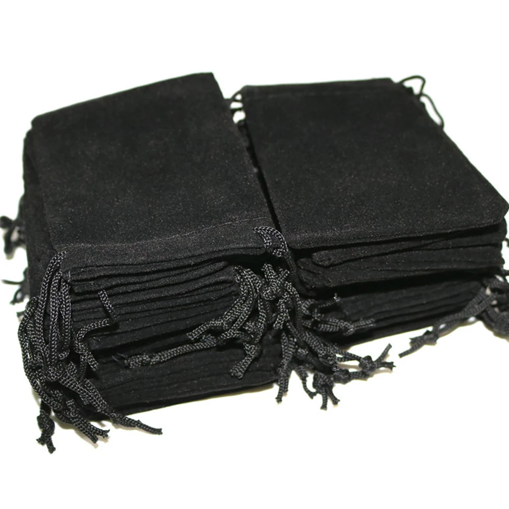 5Pcs Flannel Drawstring Bag Black 25x10cm Hair Dryer Pouch Multifunction Lint Storage Gift Pouch Flannel Drawstring Bag