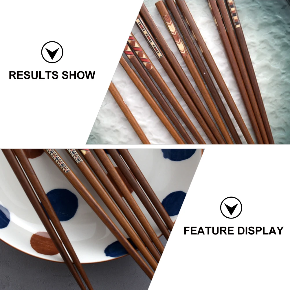 

6Pairs Natural Wooden Chopsticks Set Reusable Japanese Style High Quality Craftsmanship Safe No Odor Eco Friendly