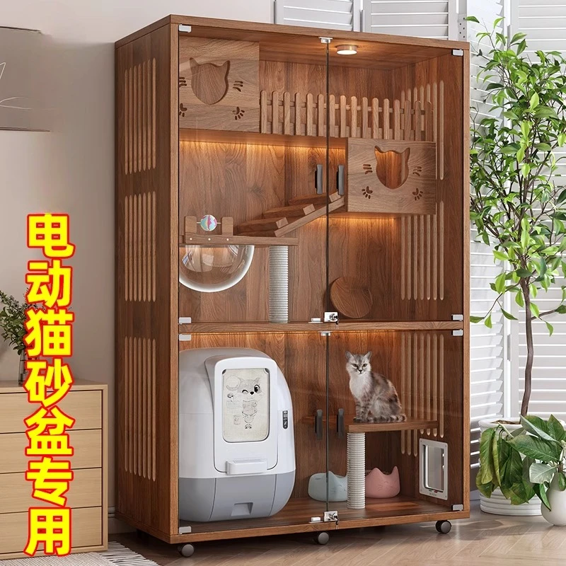 

Cat cage household indoor house cabinet large free space villa can put automatic litter box specially customized