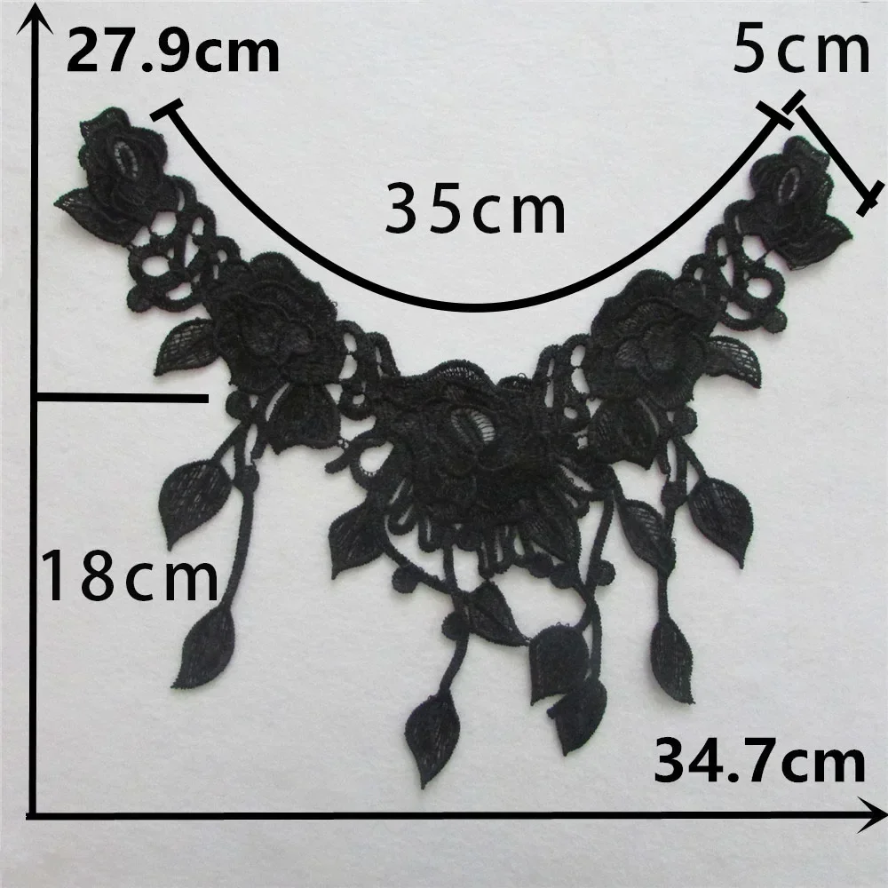 Wholesale sales 1-10 pieces of decorative accessories black and white embroidered polyester hollow DIY Collar shape sewing lace