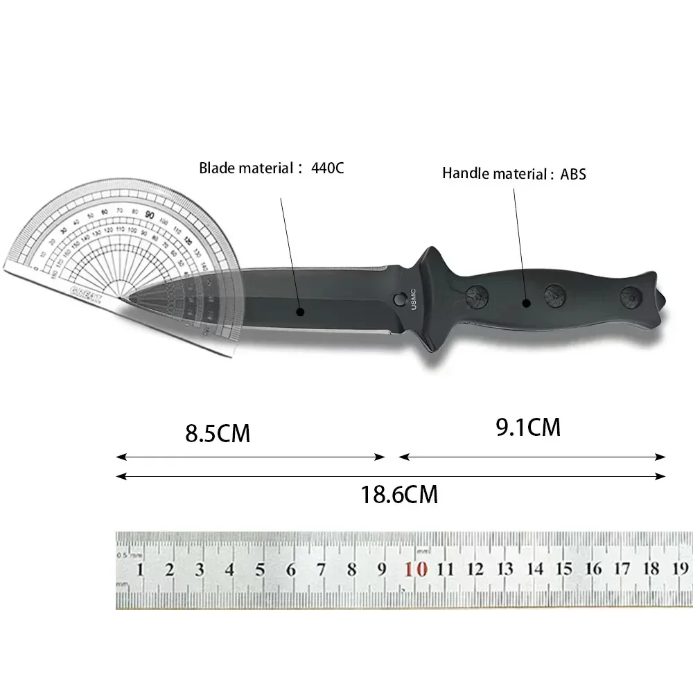 High Hardness Fixed Blade Knife Military Tactical Knife 440C Blade ABS Handle Outdoor EDC Survival Camping Hiking Hunting Tool