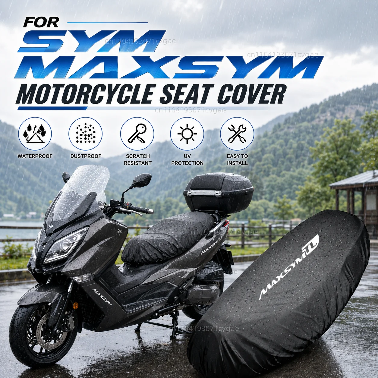 

For SYM MAXSYM TL500 TL 500 2020 Motorcycle Rain Seat Cover Waterproof Saddle Cover Black 210D UV Protection