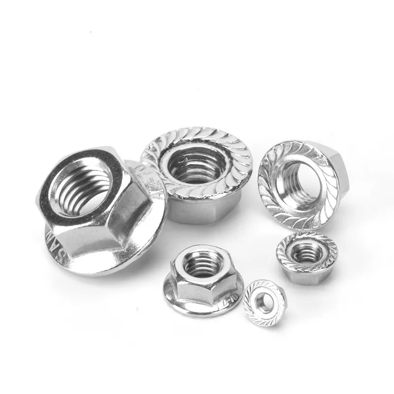 Flange Nut Lock Nut M2.5 M3 M4 M5 M6 M8 M10 M12 M14~M20 High Quality Stainless Steel Hexagon Hex Head Serrated Spinlock DIN6923