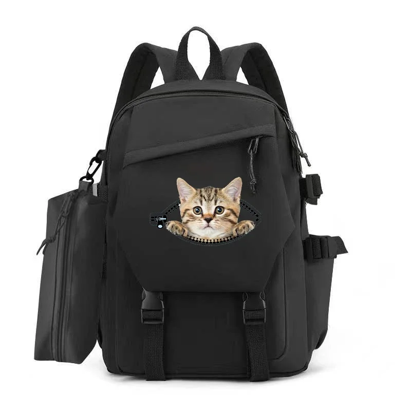 Kawaii Cat Print Backpack Women Men School Backpack Black Women Backpack Teenager Girl Boys School Bags Usb Mochila Bagpack Pack