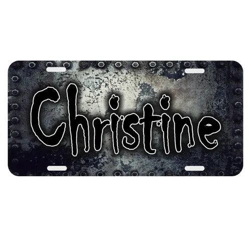 Etiqueta auto personalizada del coche de la placa de matrícula personalizada de Christine del fondo metálico