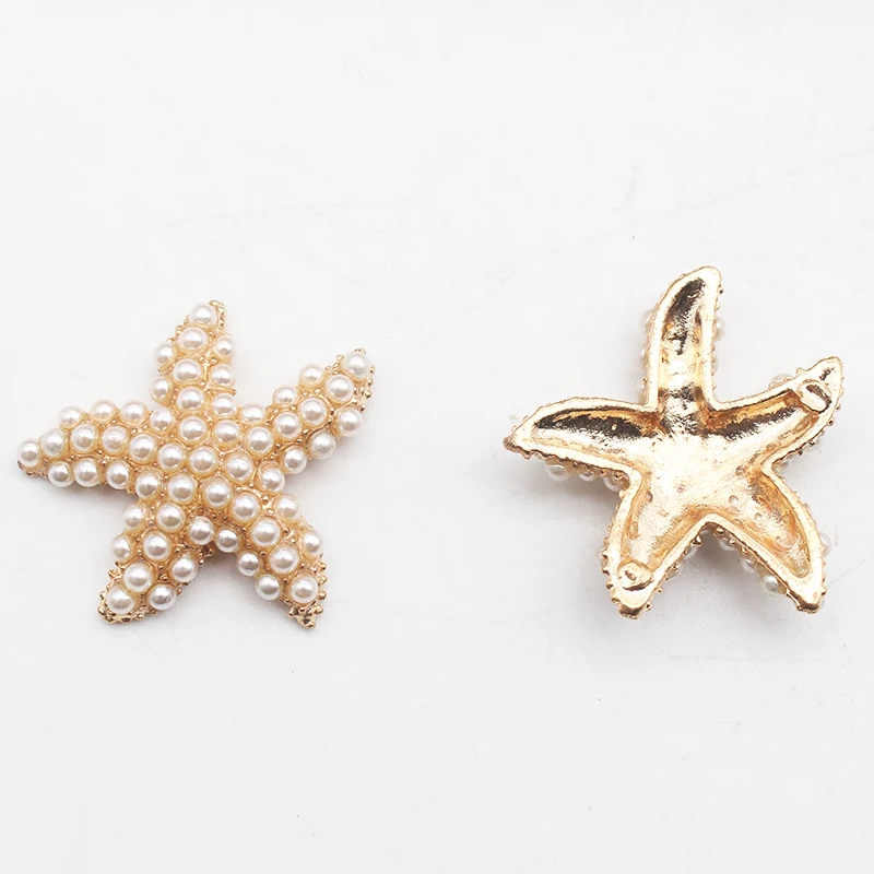 Exquisite 5Pcs Fashionable Starfish Crystal Pearl Alloy Handicrafts DIY Versatile Clothing Wedding Party Decoration Accessories