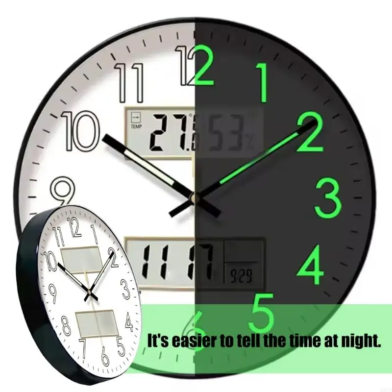 K9FB الحديثة متوهجة ساعة الحائط البطارية تعمل البلاستيك ABS مع زجاج مقسى سهل قراءة التصميم