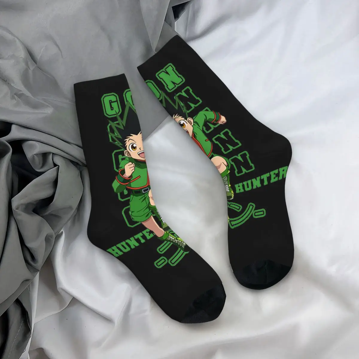 Harajuku Gon Freecss Hunter X Hunter Football Socks Polyester Long Socks for Women Men Non-slip