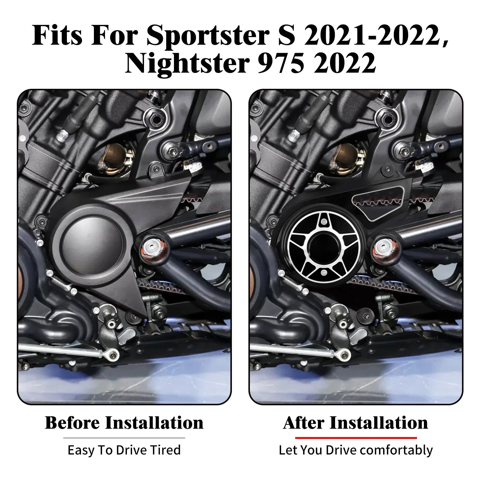 

Motorcycle Left Sprocket Protector Chain For Harley Sportster S 1250S Nightster RH975 2021-2022 Pulley Engine Upper Guards Cover