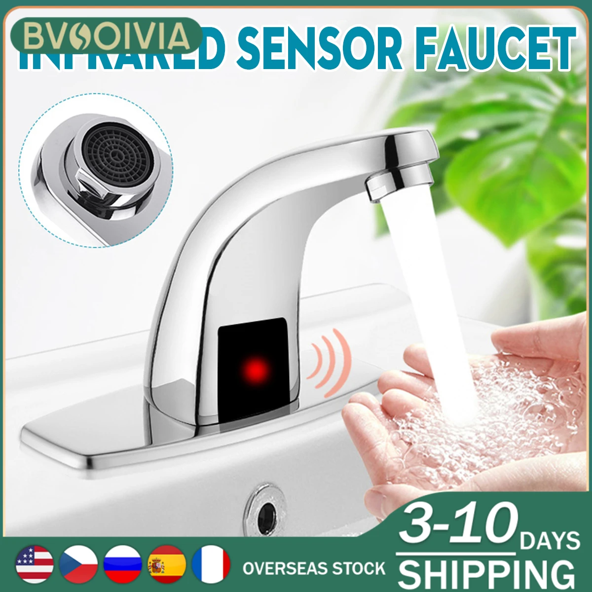 BVSOIVIA Bathroom Automatic Touch Free Infrared Sensor Faucets Touchless Hot & Cold Water Saving Inductive Water Tap Mixer Power