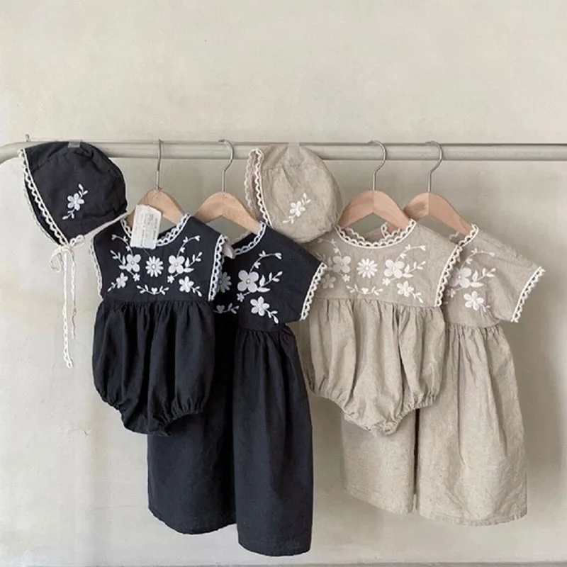 Newborn Kids Baby Boys Girls Embroidery Clothes Rompers 0-2Yrs Summer Infant Kids Baby Boys Girls Sleeveless Jumpsuit