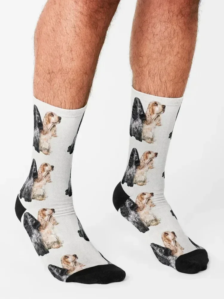 Cocker Spaniel Blue Roan Orange Roan Cute Puppy Dogs Socks hiking floor Run gift Male Socks Women's