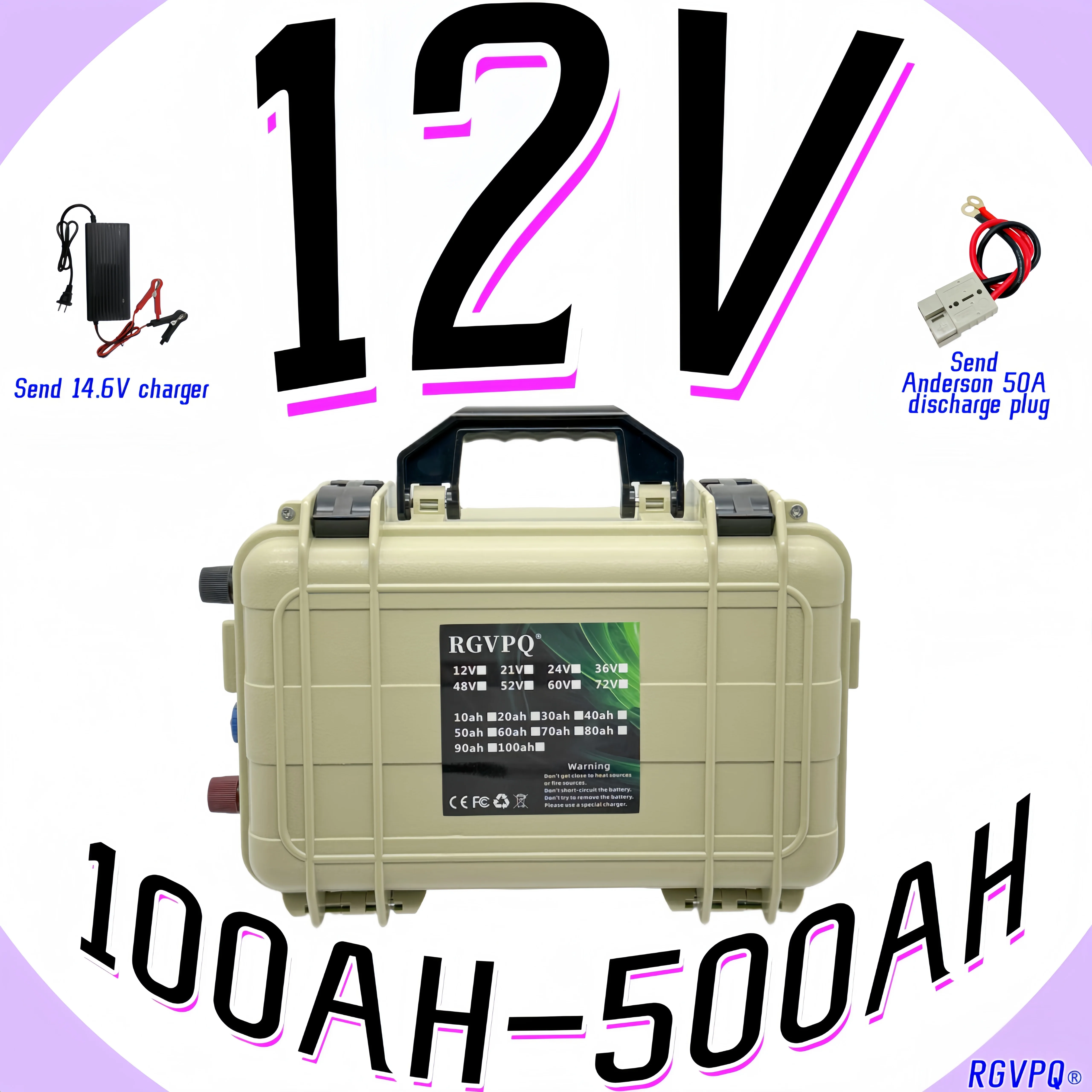 

12V solar LIFEPO4 battery, lithium iron phosphate 200AH-500AH, built-in 100AHBMS, applies solar energy, marine propulsion