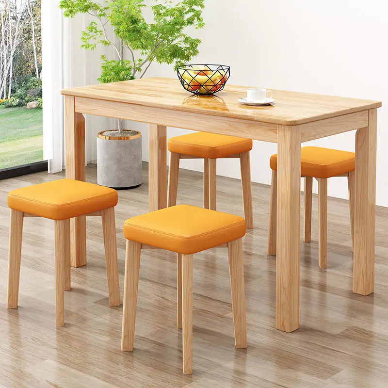 Solid wood fast food table and chair dining restaurant small apartment eating table snack bar rectangular breakfast table square