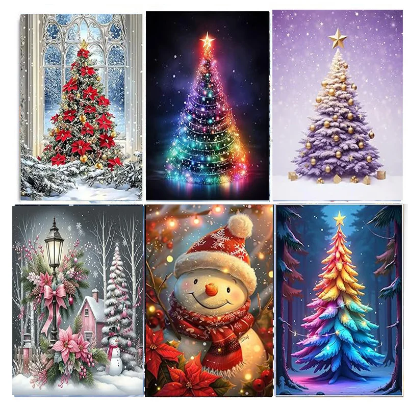 AB Diamantmalerei, Weihnachtsschneemann 5D-Diamantmalerei-Set, geeignet für Erwachsene und Anfänger, DIY-Mosaikdekoration