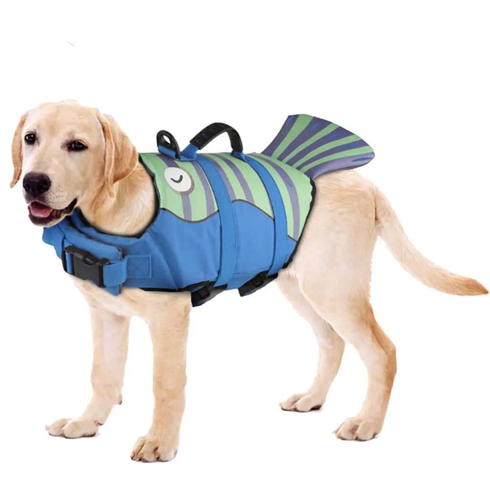 Shark Shaped Dog Life Jacket Enhanced Buoyancy Small Dogs Swimming Clothes Safety Vest with Handle for Medium Large Dogs Surfing