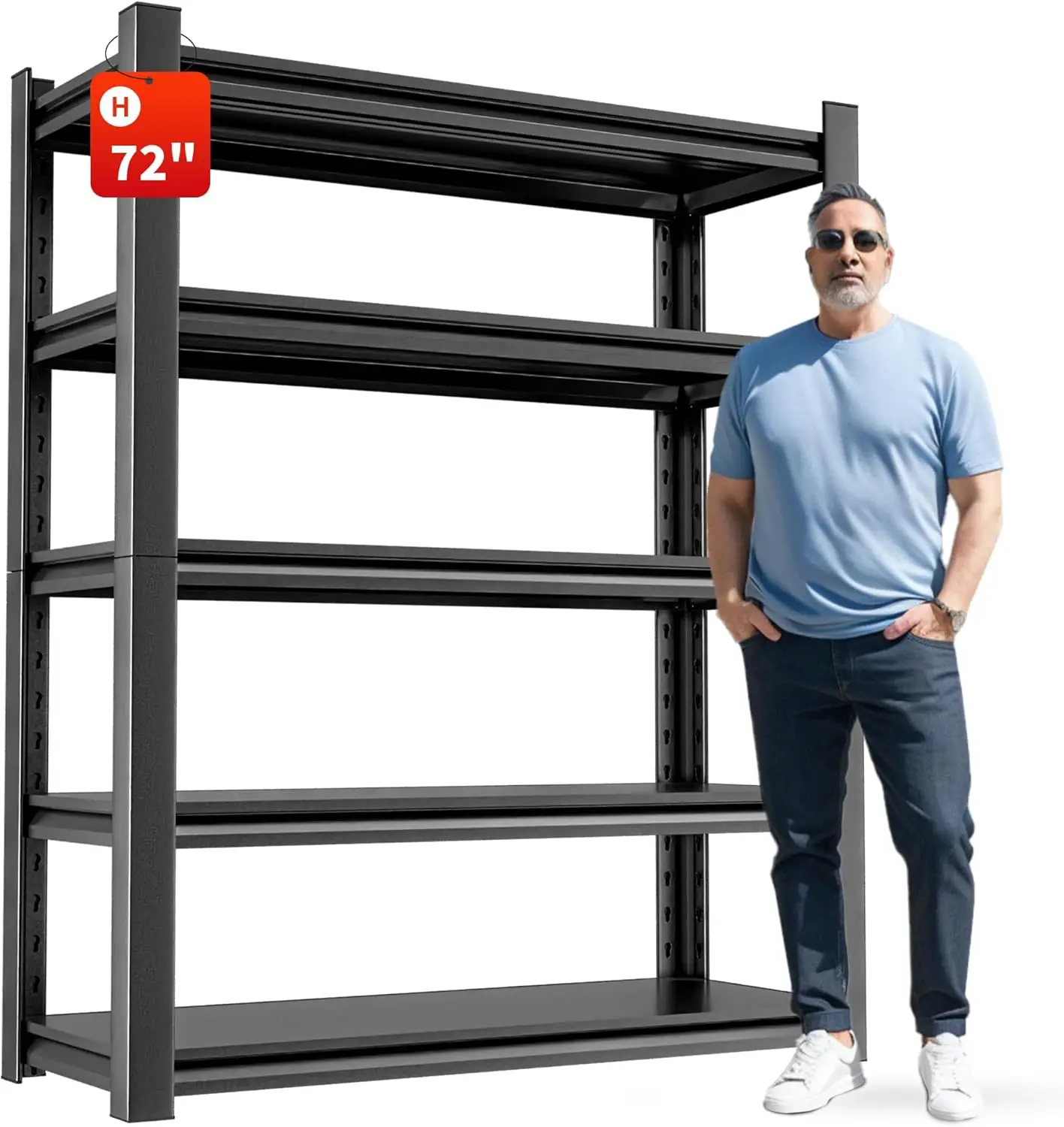 Étagères de rangement pour garage, étagère de garage, étagère en métal à 5 niveaux, étagère de rangement T1, étagère de garage rapDuty, 72 po H, réglable