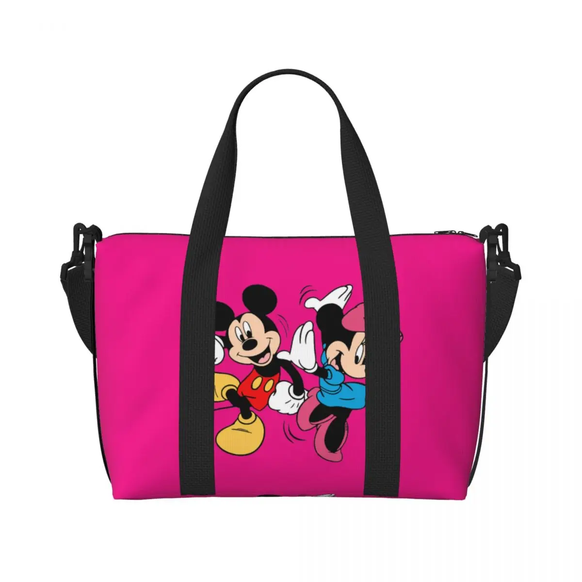 Custom Large Mickey Mouse Minnie Tote Bag Women Cartoon Shopper Shoulder Beach Gym Travel Bag