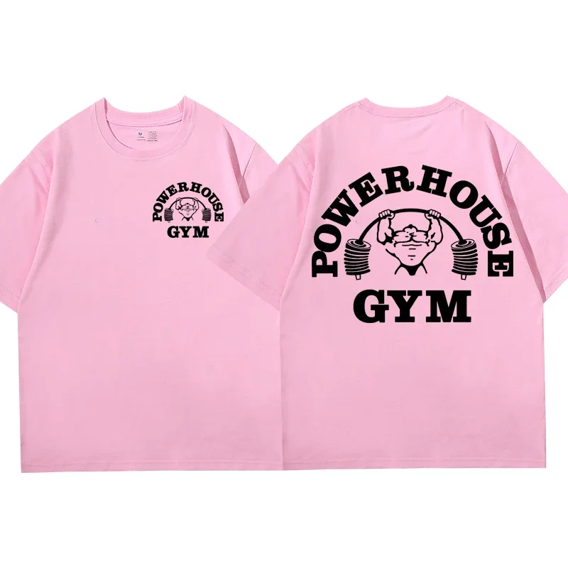 Hot Sale Powerhouse Gym Print T Shirt Men Women Casual Fashion Oversized T-shirt High Quality Pure Cotton Short Sleeve T-shirts