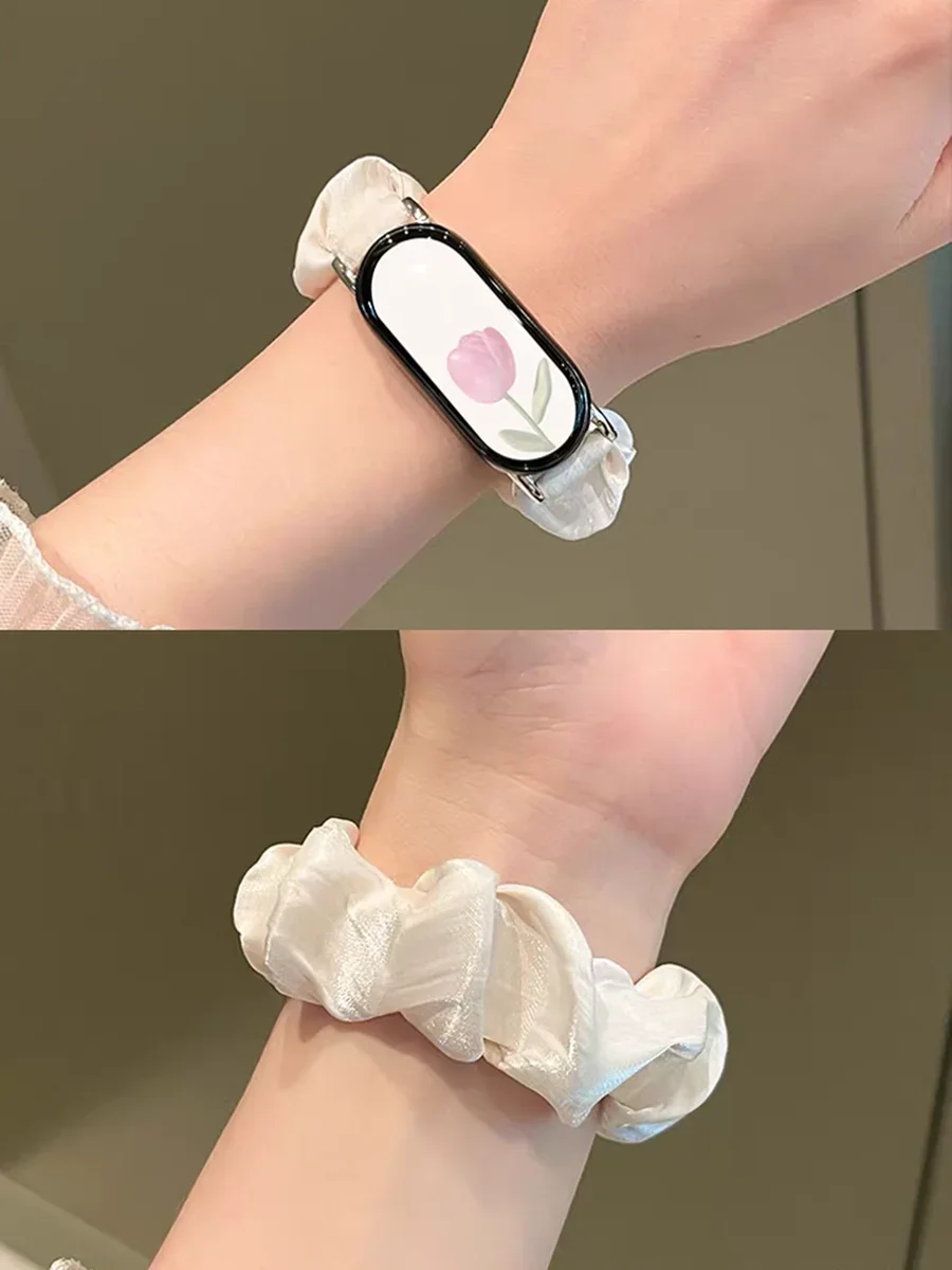 Schönes Chiffon-Elastikband für Xiaomi Band 10 Leder-Uhrenarmband mit Xiaomi Band 9 8 Neues Design Armband-Zubehör