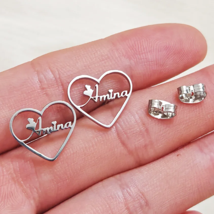 

Customized earrings with heart-shaped names, earrings for women, neutral holiday gifts, Valentine's Day gifts